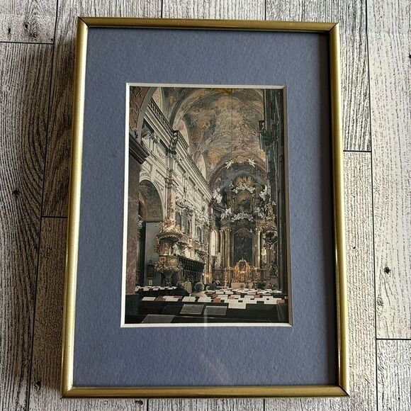 Vintage framed Czech Republic BRNO Church postcard and vintage frame 1993 - Picture 1 of 6